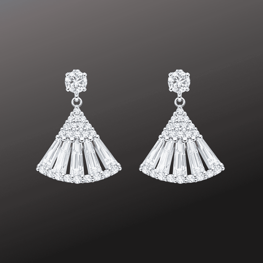 Silver Diamond Dangle Earrings