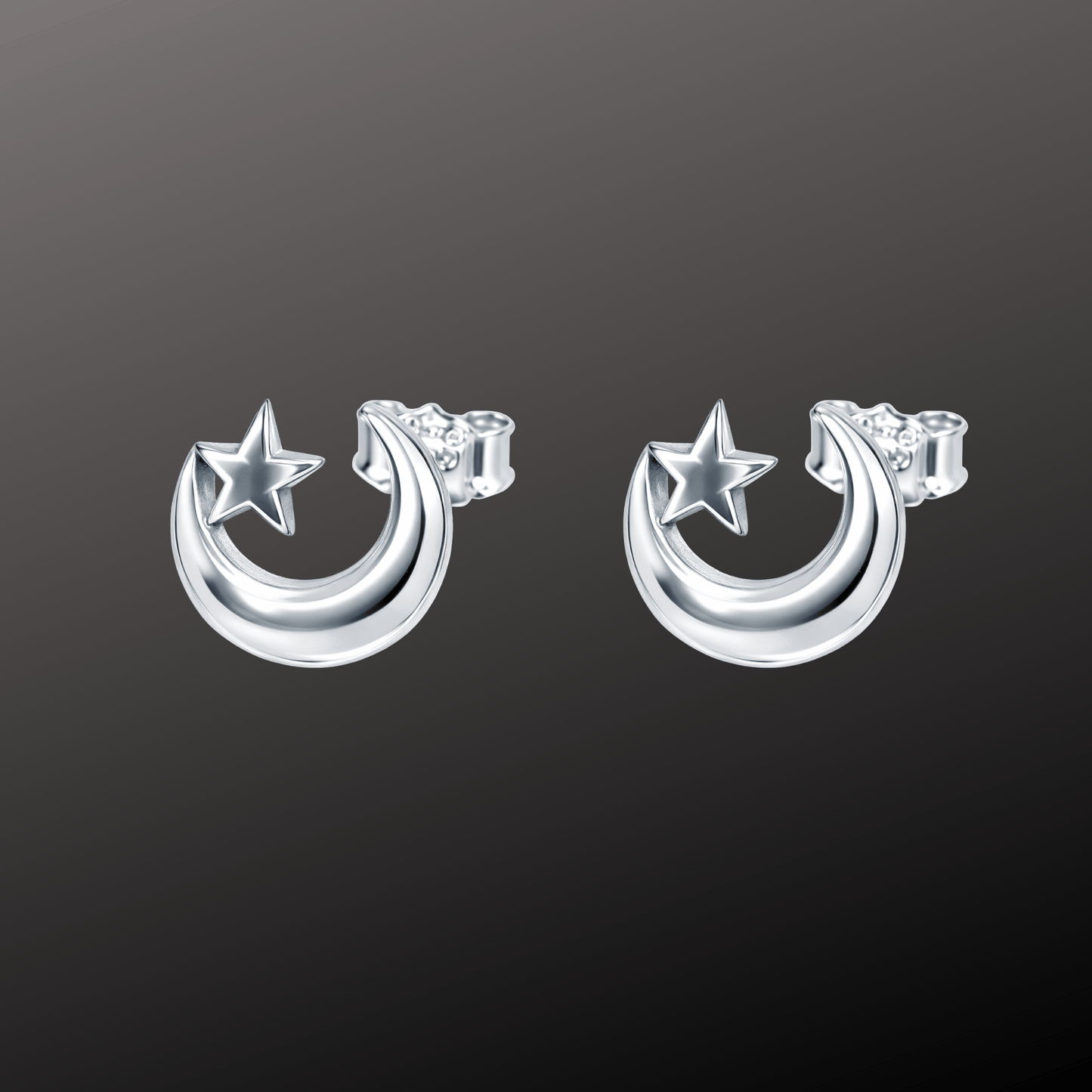 925 Silver Moon Star Earrings