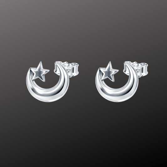 925 Silver Moon Star Earrings
