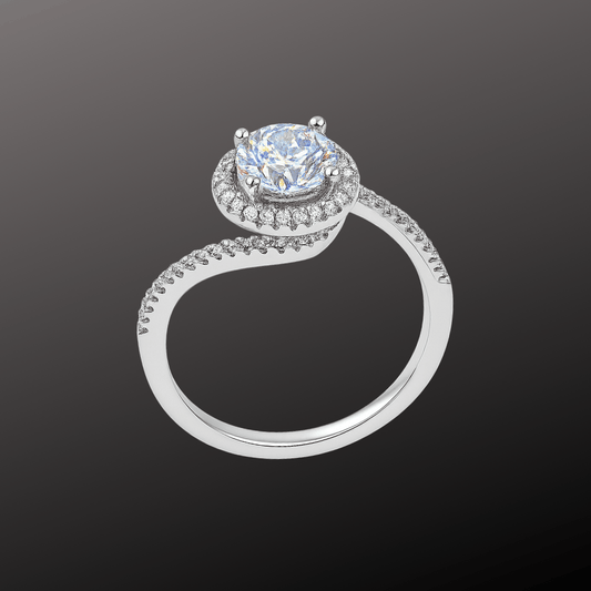 Sparkle Wave Diamond Silver Ring