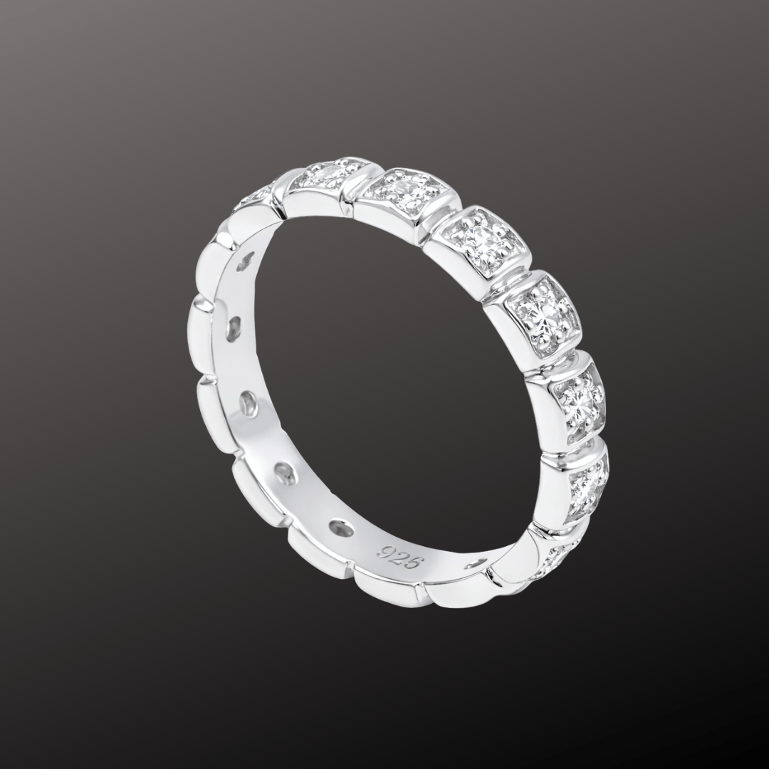 925 Sterling Silver Double Row CZ Band Ring