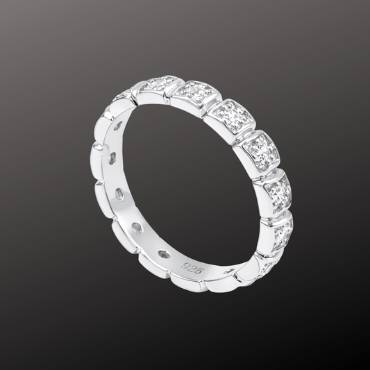 925 Sterling Silver Double Row CZ Band Ring