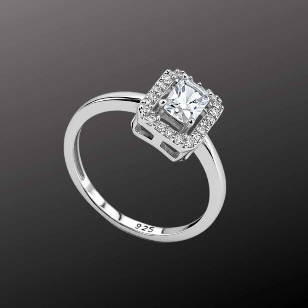 925 Silver Classic Square Stone Ring