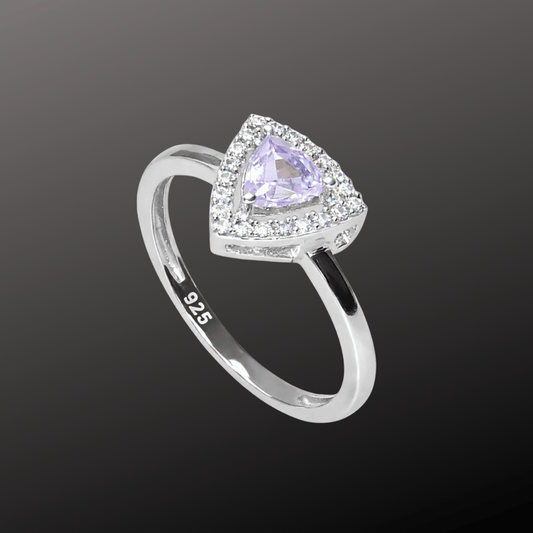 Trendy Pink Gemstone Silver Ring