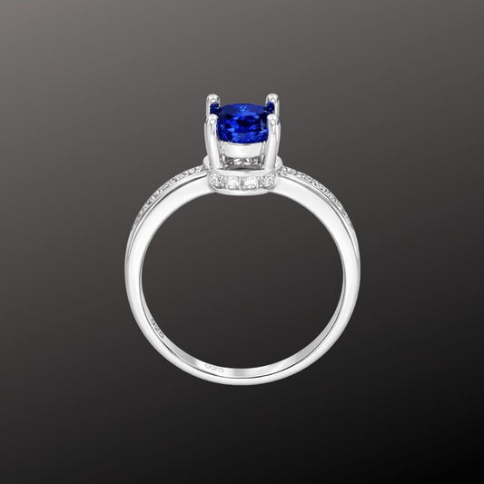 Blue Crystal Sterling Silver Ring