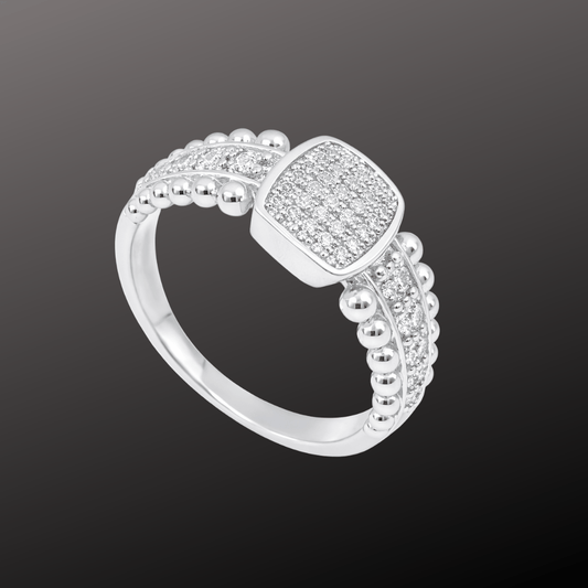 Trendy 925 Sterling Silver CZ Diamond Ring