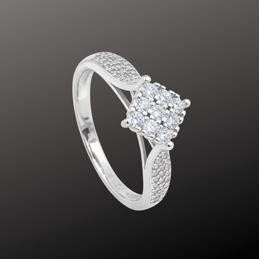 925 Silver Square CZ Diamond Ring for Women