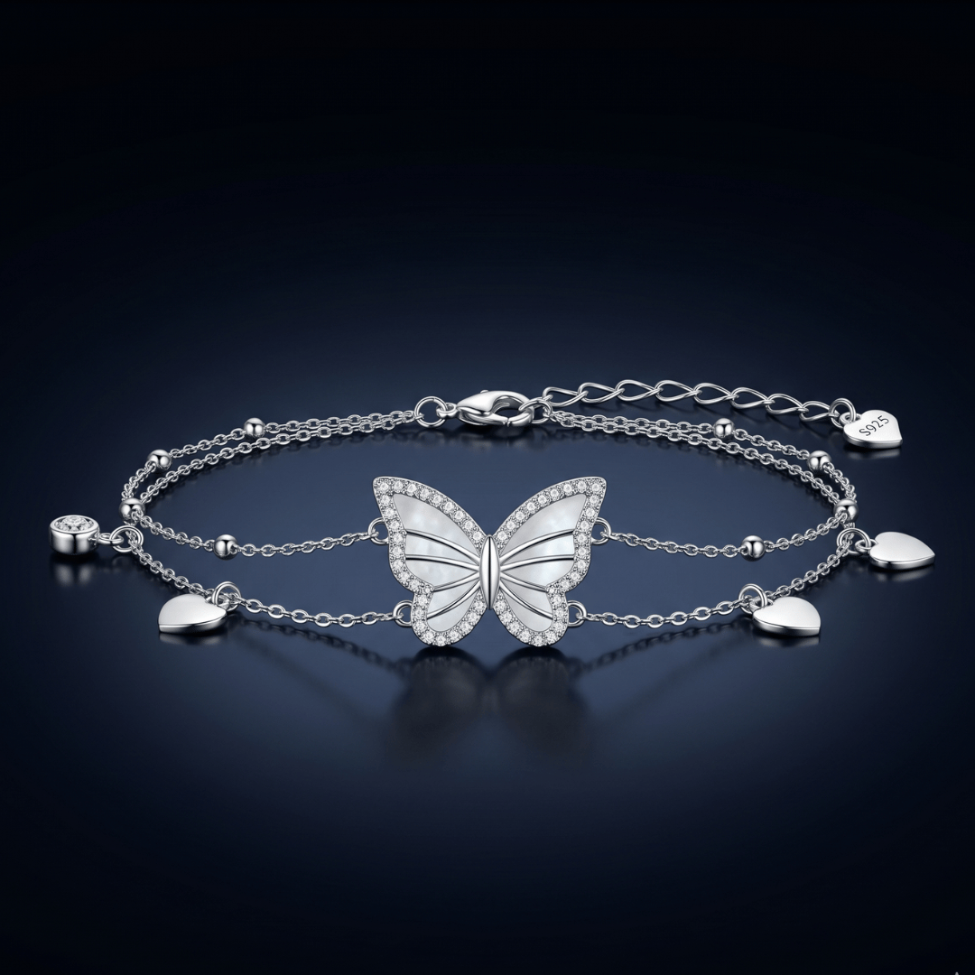 925 Silver Women's Butterfly Charm Bracelet