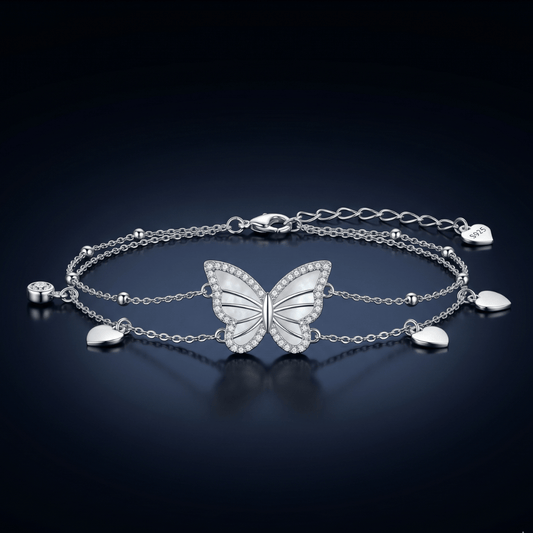925 Silver Women's Butterfly Charm Bracelet