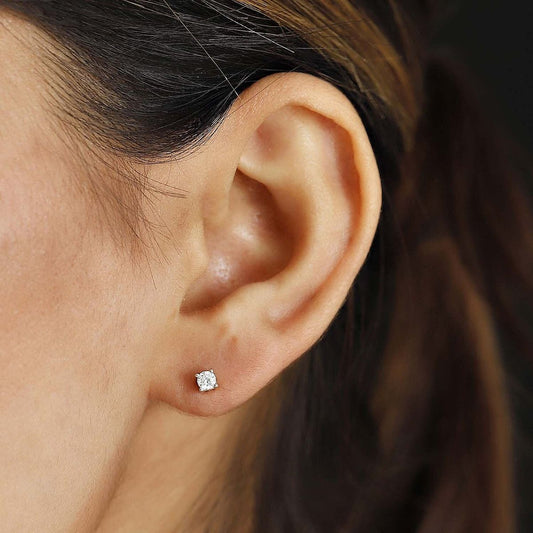Silver Round Stud Earrings