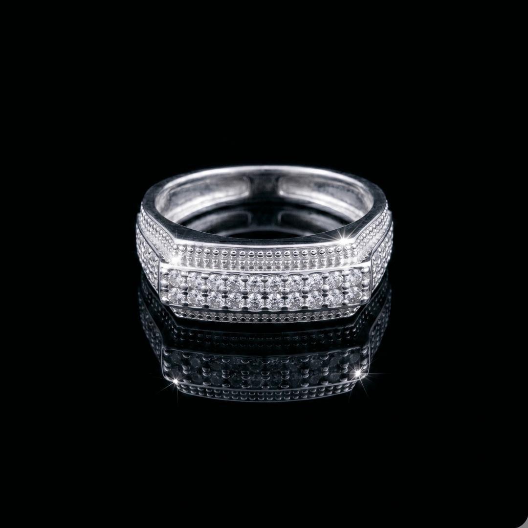 925 Silver Wide Pavé CZ Band Ring