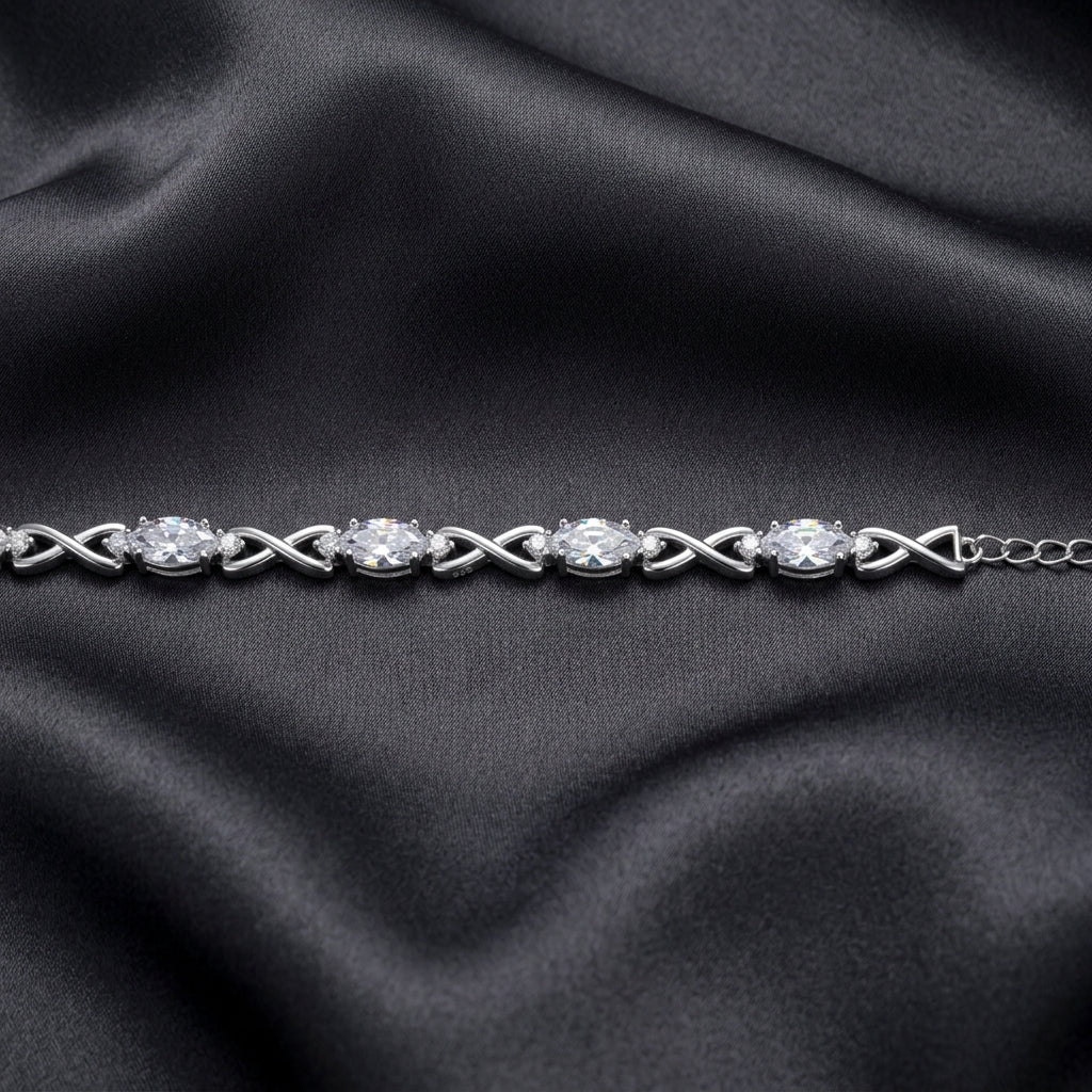 925 Silver Twisted CZ Diamond Bracelet