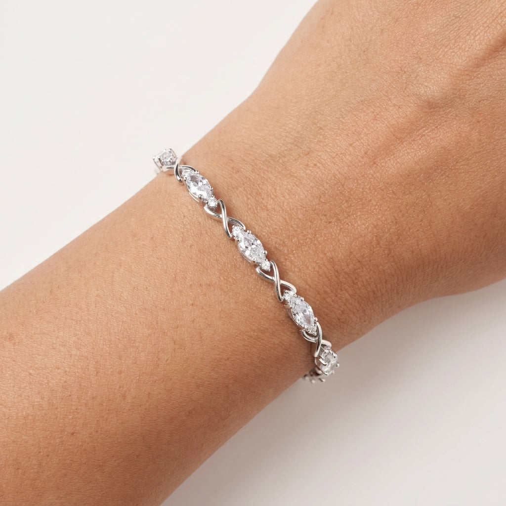 925 Silver Twisted CZ Diamond Bracelet