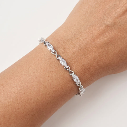 925 Silver Twisted CZ Diamond Bracelet