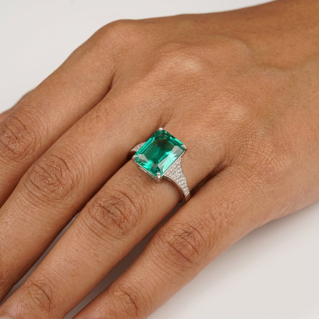925 Silver Regal Emerald Cut Ring