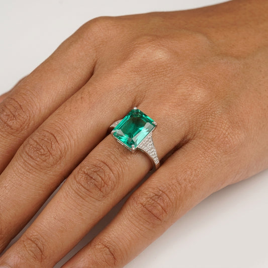 925 Silver Regal Emerald Cut Ring