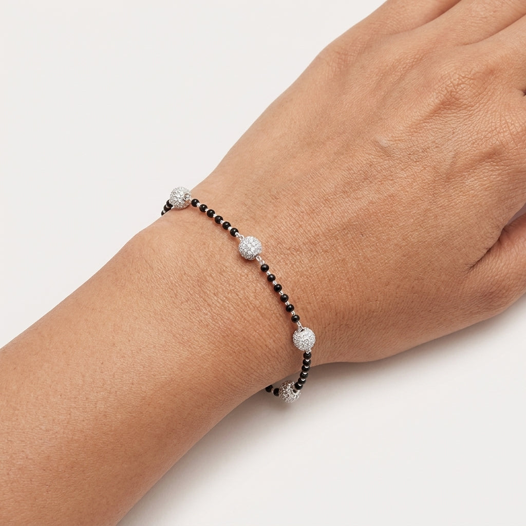 925 Silver 3-Ball Charm Nazariya Bracelet