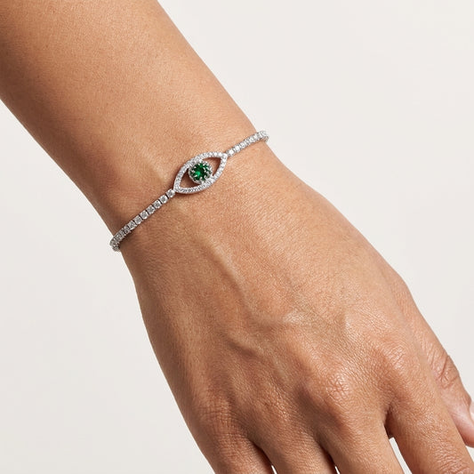 925 Silver Evil Eye CZ Diamond Bracelet