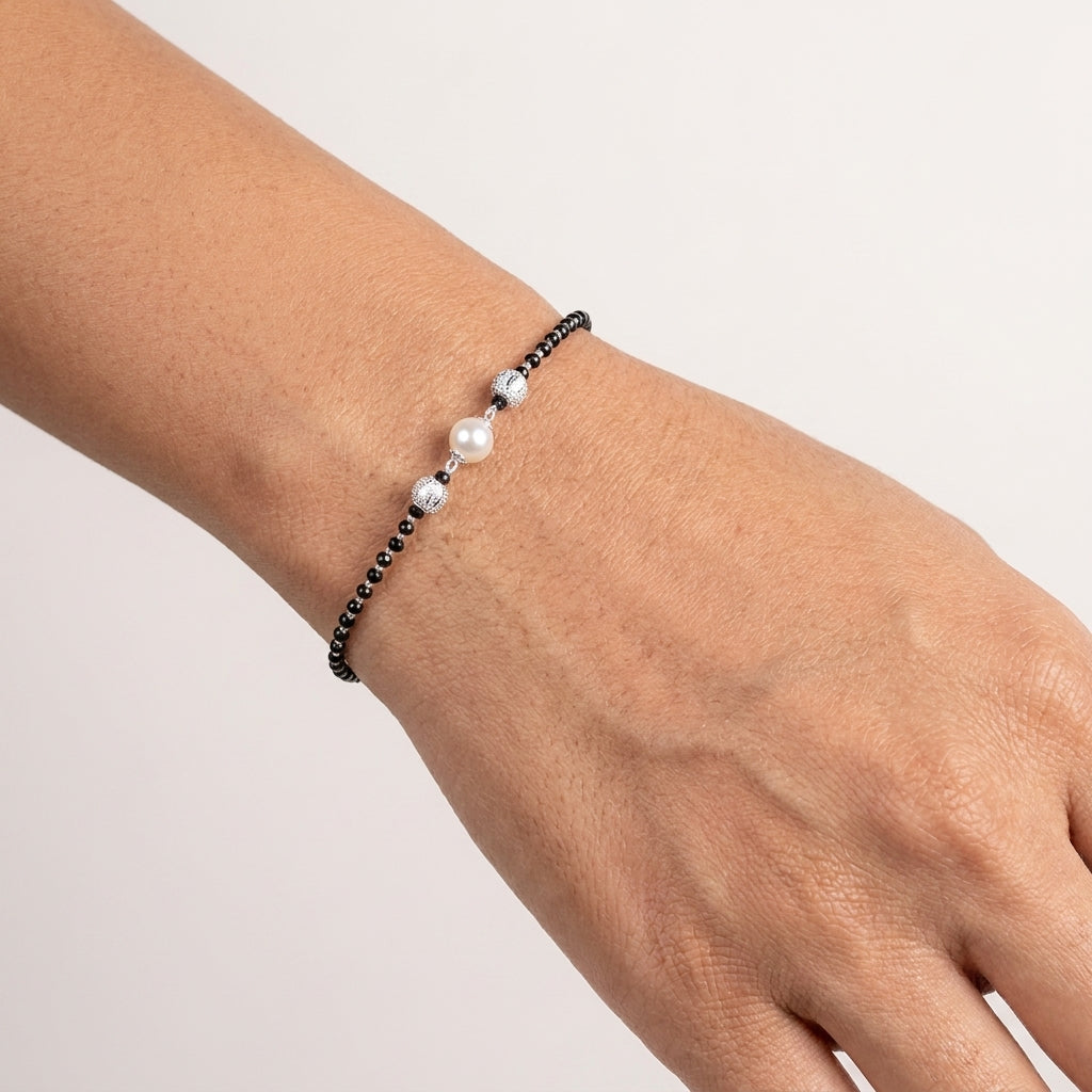 925 Silver Textured Ball Nazariya Bracelet