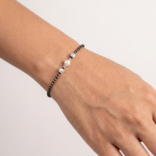 925 Silver Textured Ball Nazariya Bracelet