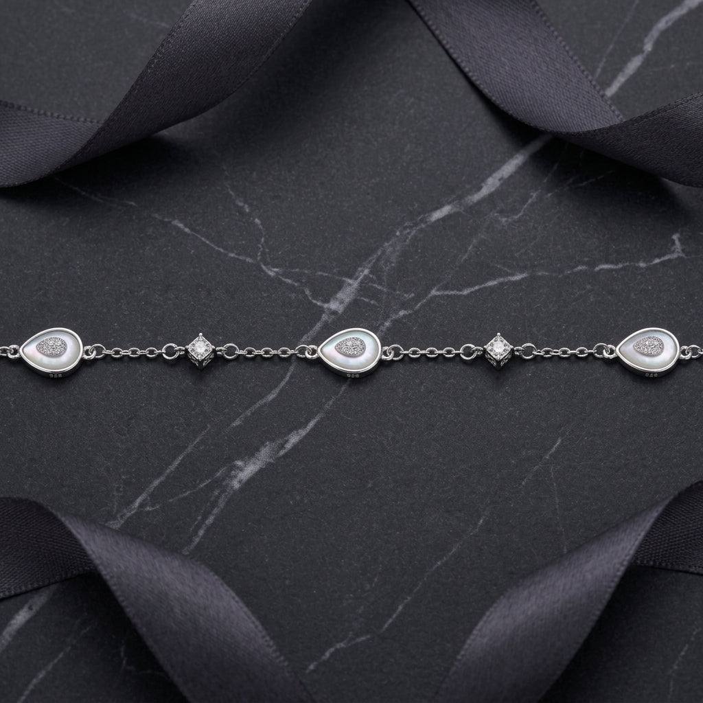 925 Silver Mother of Pearl Teardrop Bracelet