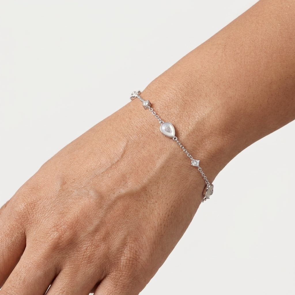 925 Silver Mother of Pearl Teardrop Bracelet