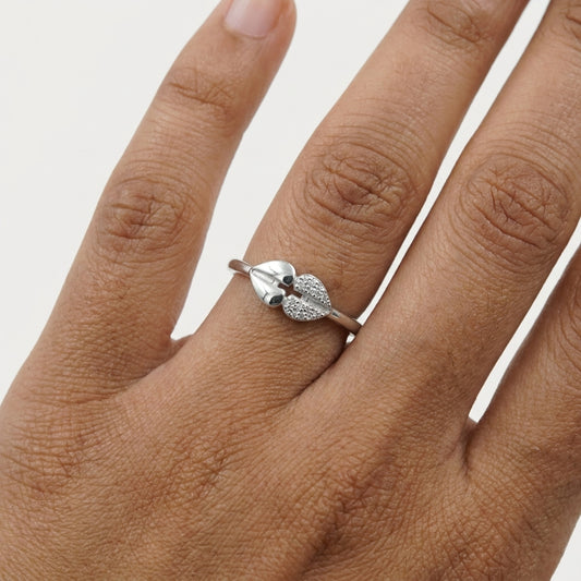925 Silver Sweet Duo Leaf Stackable Ring