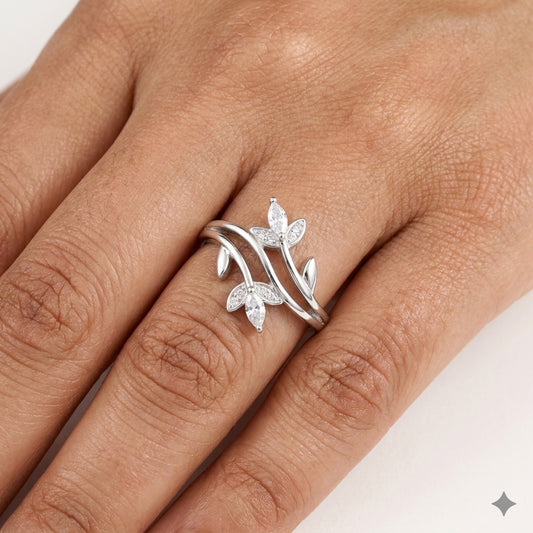 925 Silver CZ Vine Wrap Ring