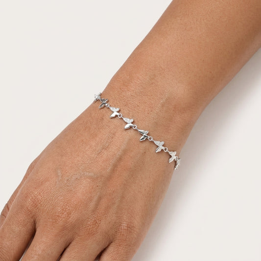 925 Silver Butterfly Station Charm Bracelet