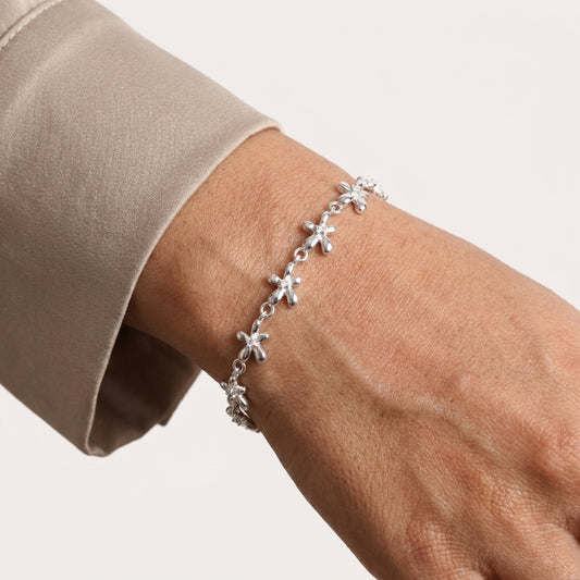 925 Silver Dragonfly Station Chain Bracelet