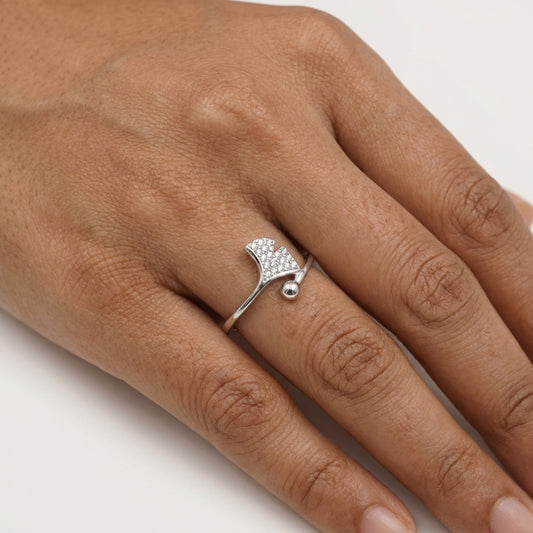925 Silver CZ Modern Wave Ring