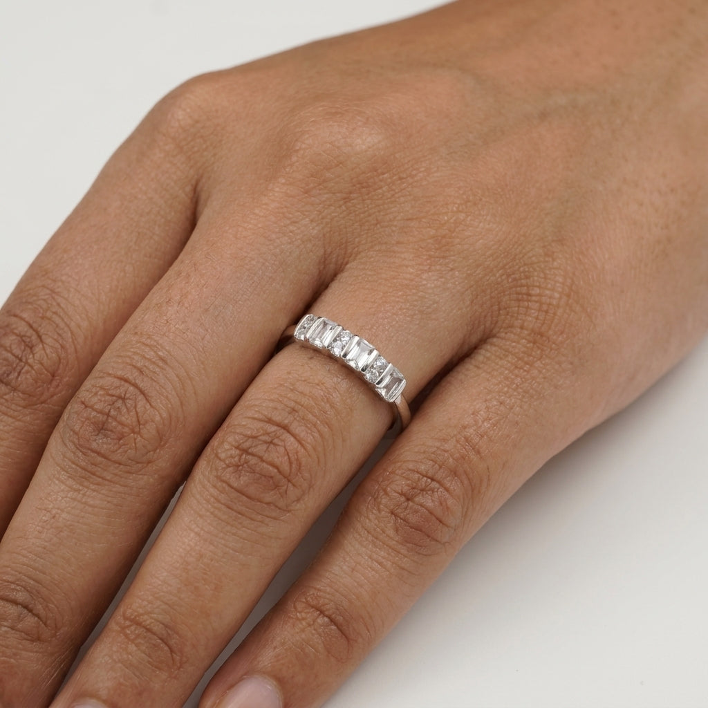 925 Silver Radiant Baguette CZ Diamond Band
