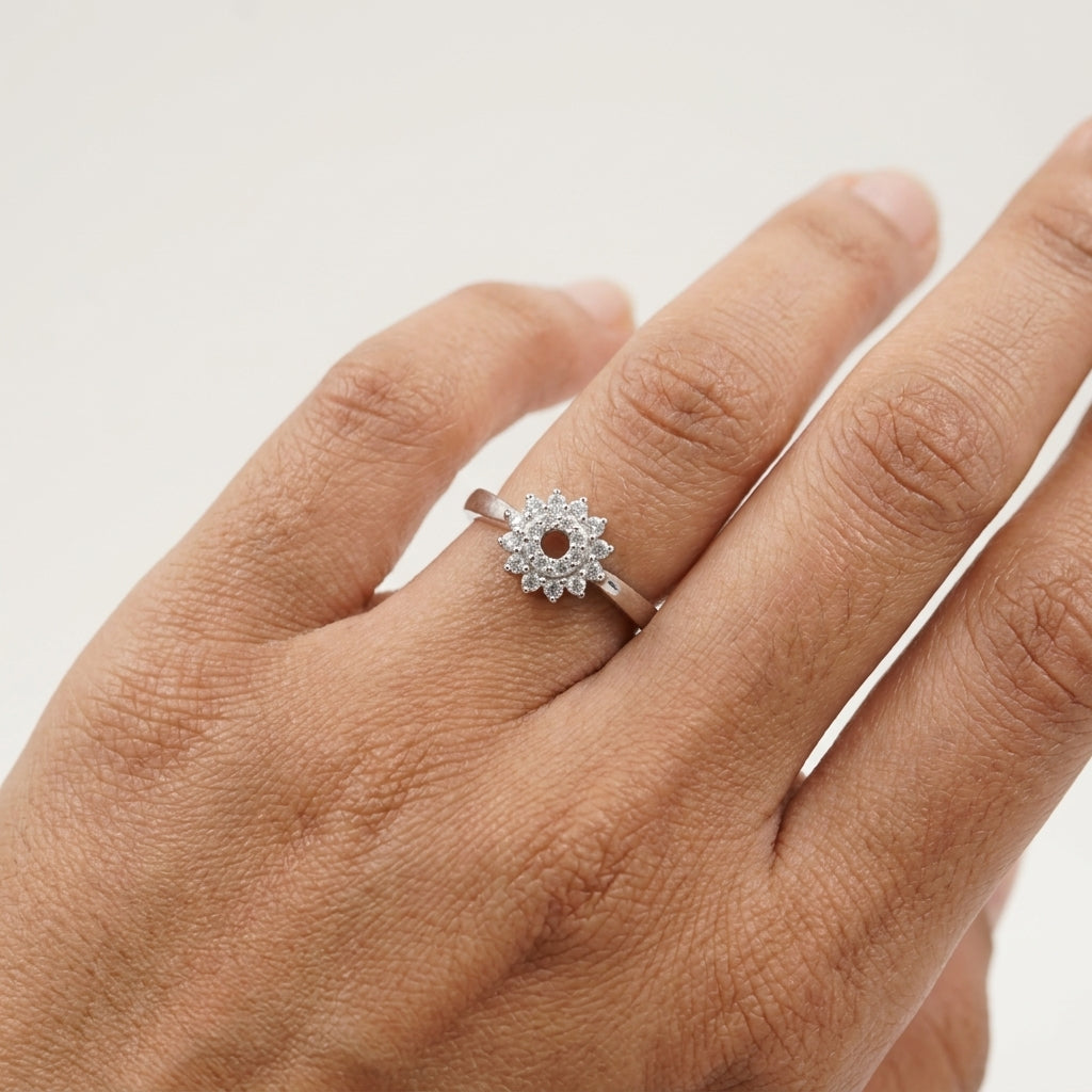 925 Silver Dazzling Blossom CZ Floral Ring