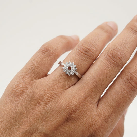 925 Silver Dazzling Blossom CZ Floral Ring