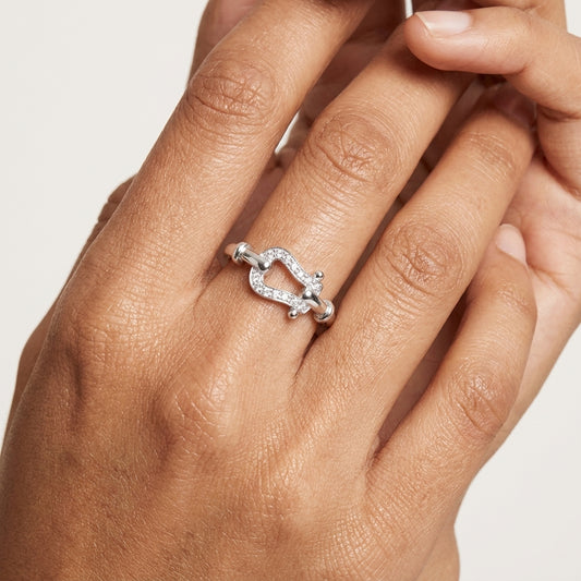 925 Silver Buckle Link Band Ring