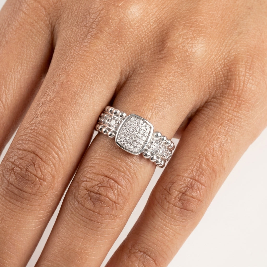 925 Silver Beaded Edge Band Ring