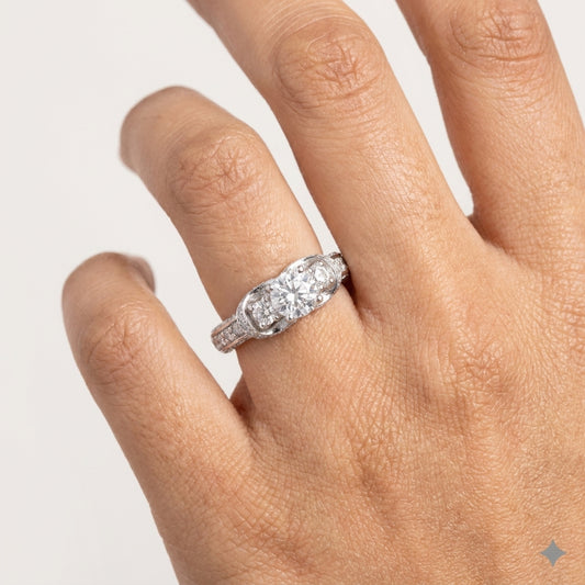 925 Silver Heart Scroll Solitaire CZ Ring