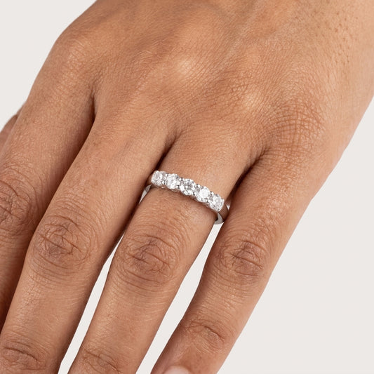 925 Sterling Silver Five-Stone CZ Ring