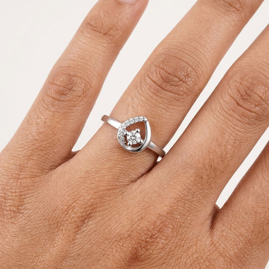 925 Silver Teardrop CZ Ring