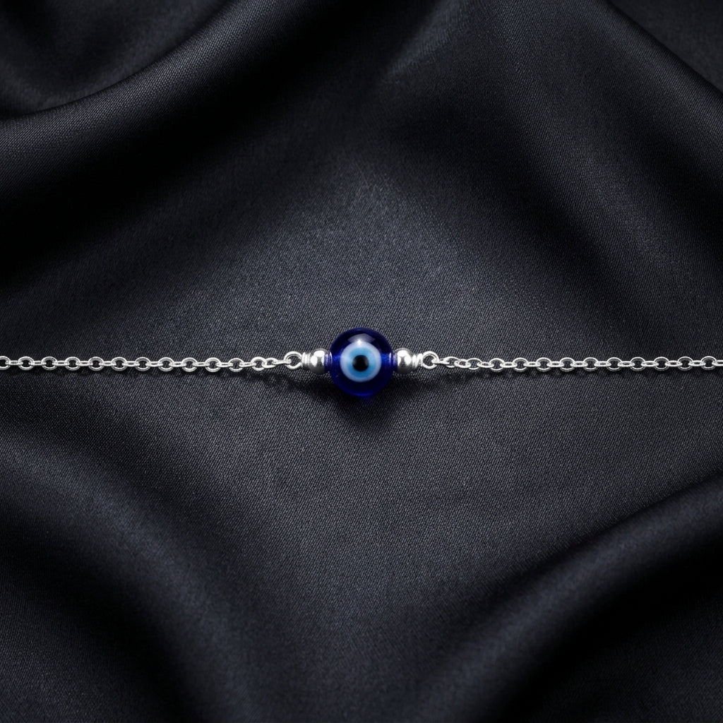 Evil Eye Nazar Bead Silver Bracelet for Women