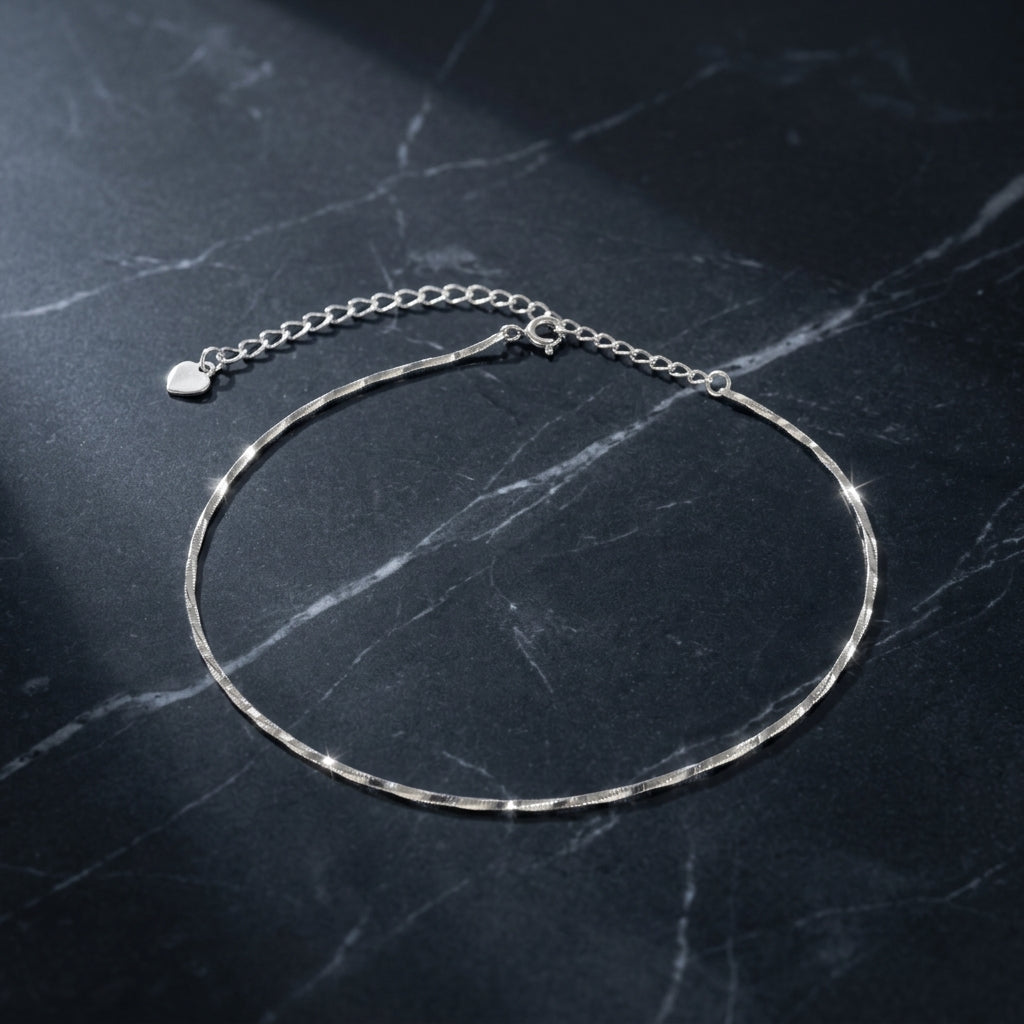 925 Silver Twisted Chain Anklet for Women