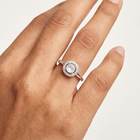 925 Silver Lunar Glow Moonstone-Style Ring