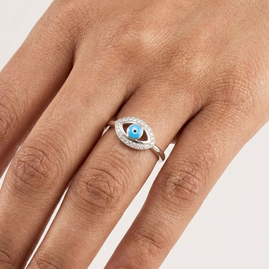 925 Silver Evil Eye Protection Ring