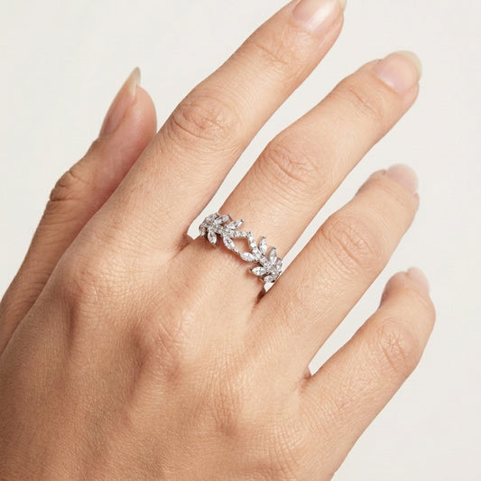 925 Sterling Silver Leaf Wreath Band Ring