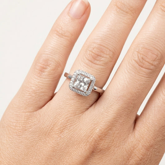 925 Silver Classic Square Stone Ring