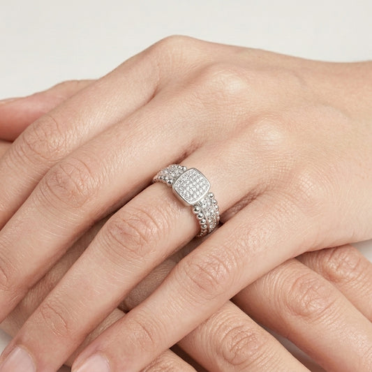 Trendy 925 Sterling Silver CZ Diamond Ring