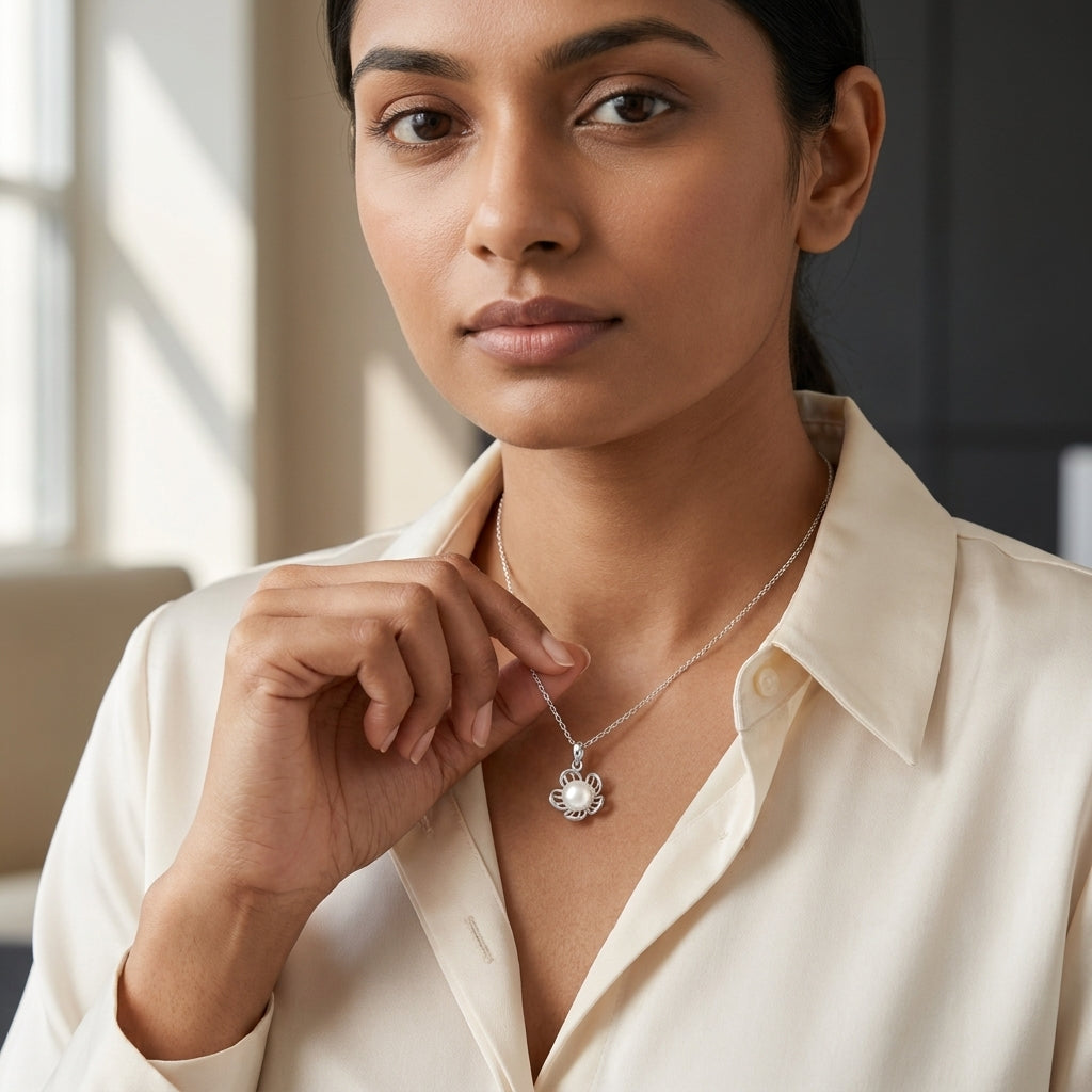 925 Silver Pearl Chain Pendant for Women