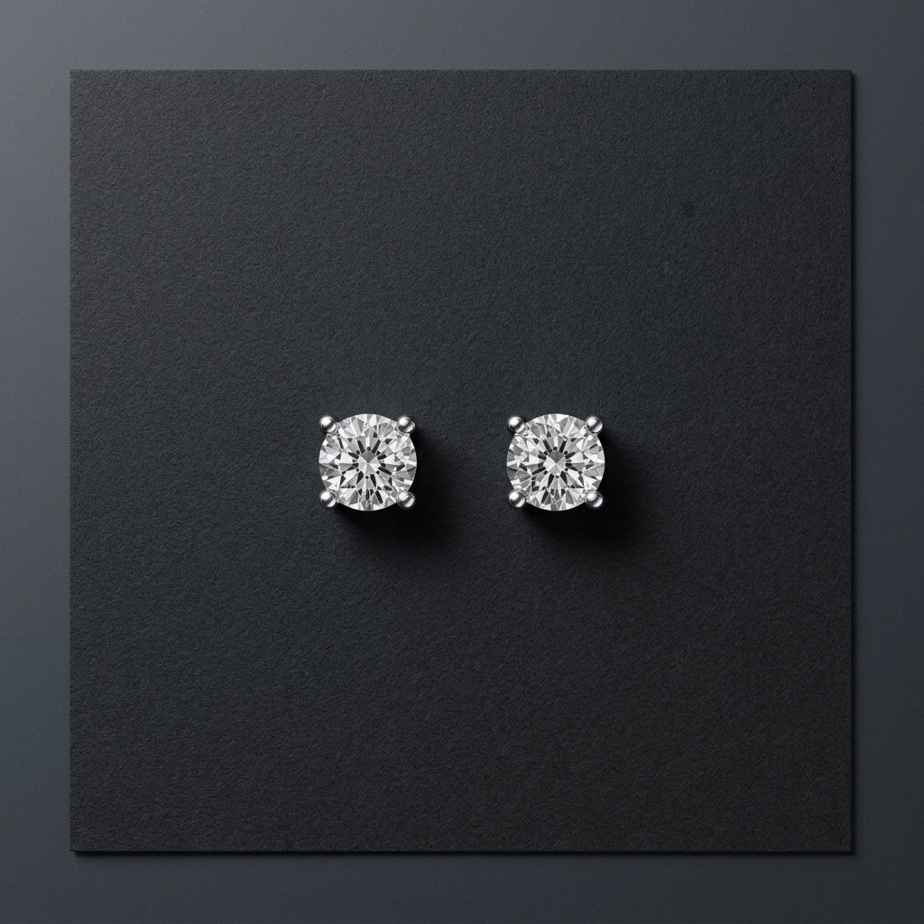Silver Round Stud Earrings