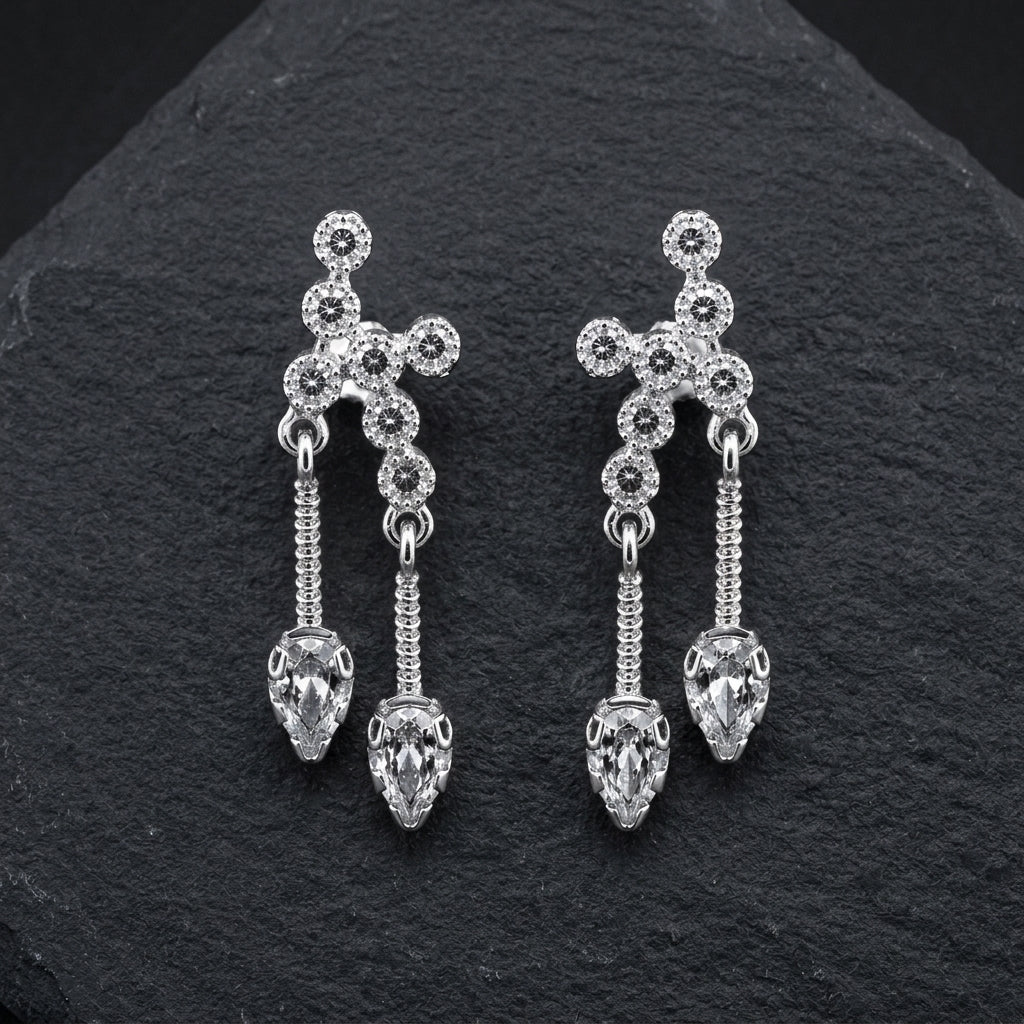 925 Silver Double Drop Studs