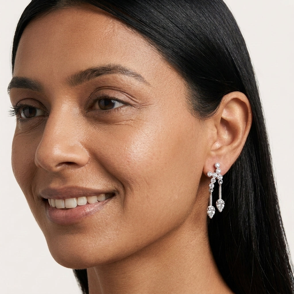 925 Silver Double Drop Studs